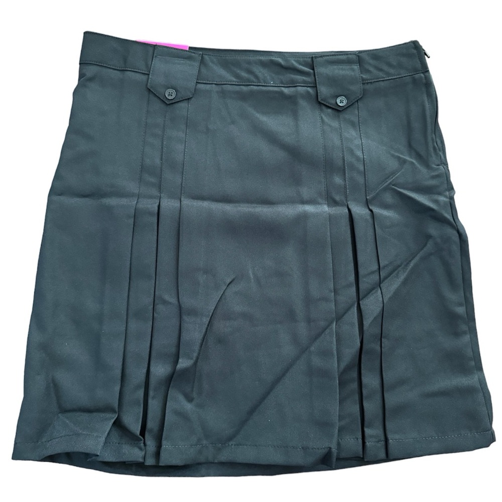 French Toast Girls Front Pleated Tab Skirt Black